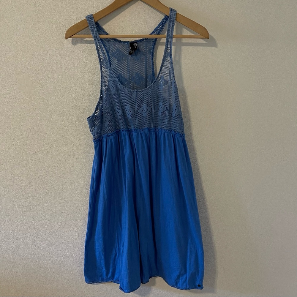 O’Neill Beachy Crochet Top Sleeveless Dress Swim Cover Blue Cotton-Medium